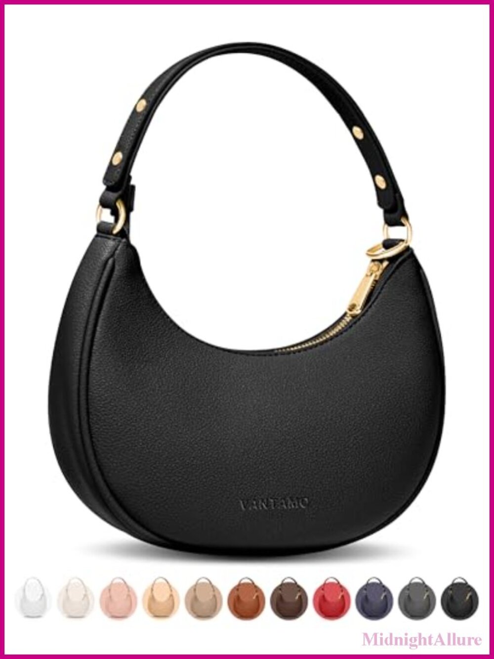 PU Leather Crescent Half Moon Clutch Crossbody with RFID & Anti-Theft Clip